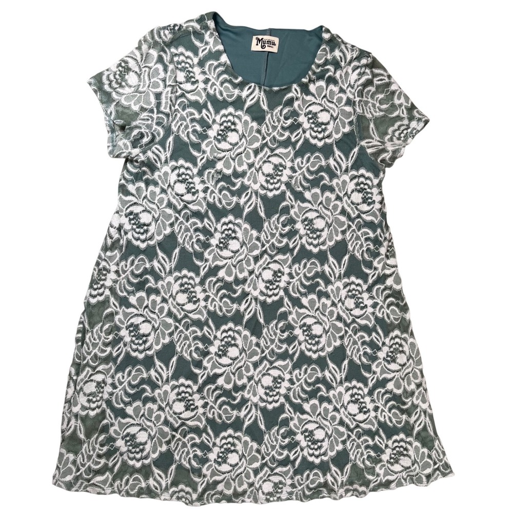 Show Me Your Mumu EM Mini Dress Womens Small Teal White Floral Lace‎ Feminine